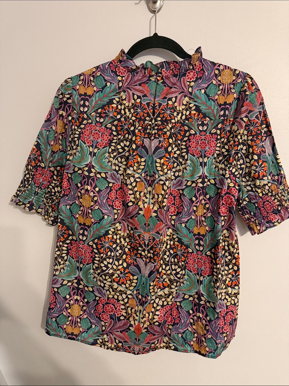 J.Crew Liberty Fabric Floral Smocked Blouse Size Medium - Picture 9 of 9